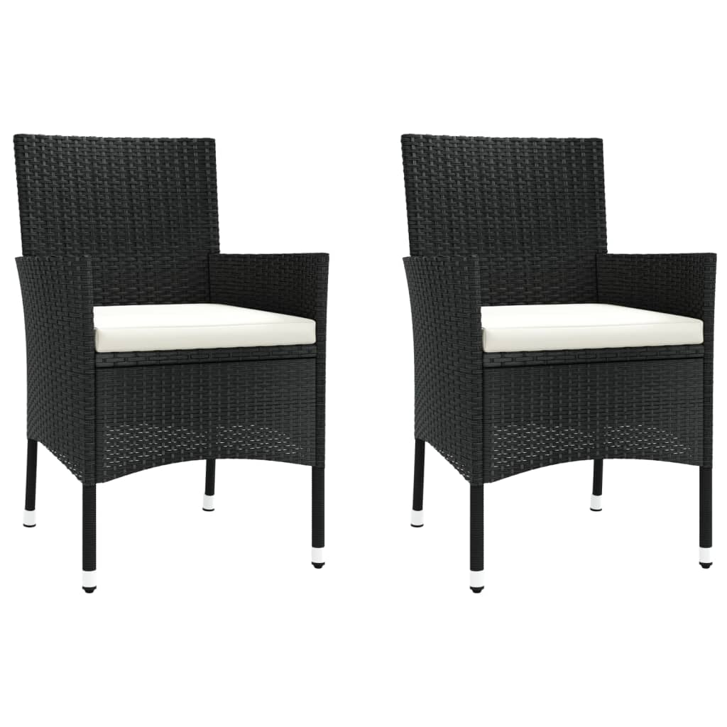 Set Bistrò da Giardino 3 pz con Cuscini in Polyrattan Nero 3187432