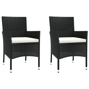 Set Bistrò da Giardino 3 pz con Cuscini in Polyrattan Nero 3187432