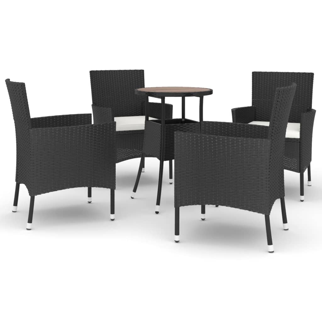 Set Bistrò da Giardino 5 pz con Cuscini in Polyrattan Nero 3187433
