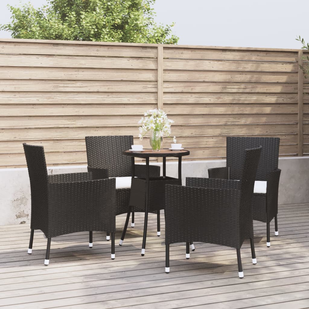 Set Bistrò da Giardino 5 pz con Cuscini in Polyrattan Nero 3187433