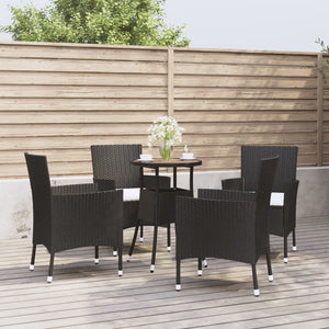 Set Bistrò da Giardino 5 pz con Cuscini in Polyrattan Nero 3187433
