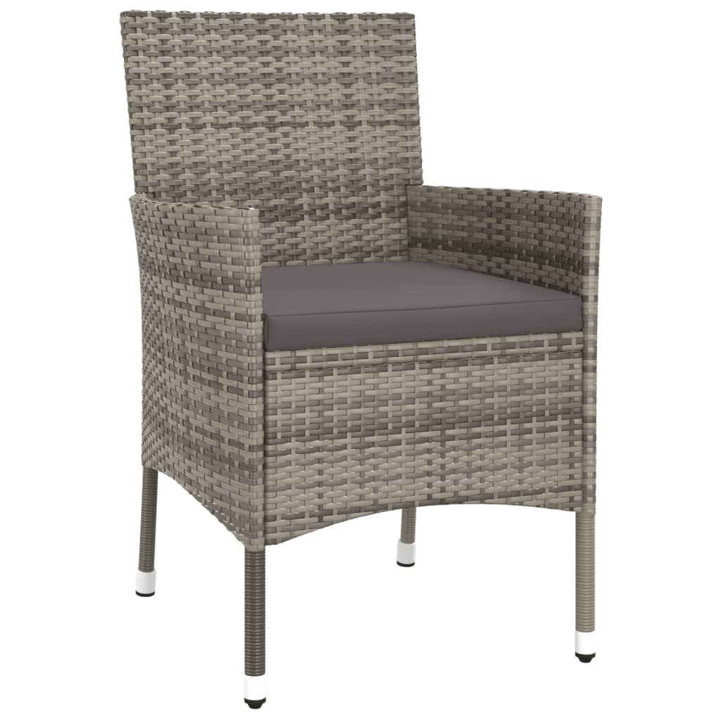 Set Bistrò da Giardino 3 pz con Cuscini in Polyrattan Grigio 3187434