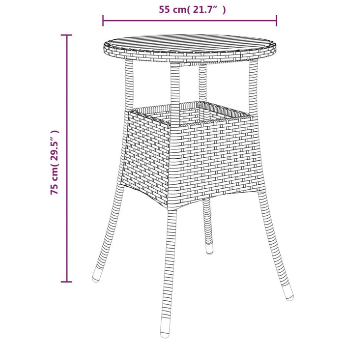 Set Bistrò da Giardino 3 pz con Cuscini in Polyrattan Grigio