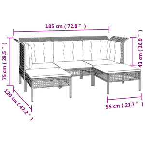 Set Divani da Giardino 6 pz con Cuscini in Polyrattan Grigio 3187552