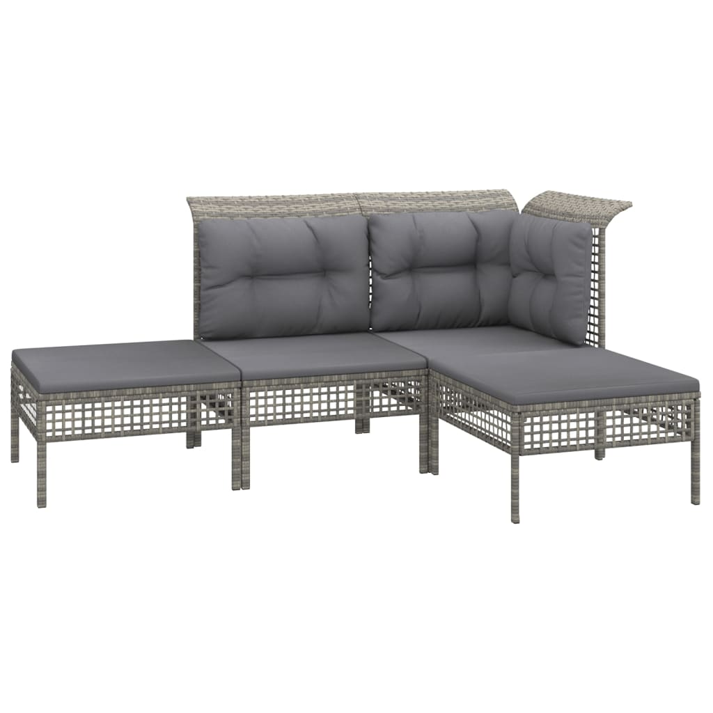Set Divani da Giardino 7 pz con Cuscini in Polyrattan Grigio 3187553