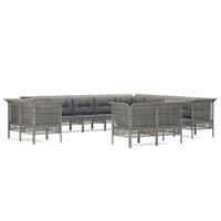 Set Divani da Giardino 13 pz con Cuscini in Polyrattan Grigio 3187589