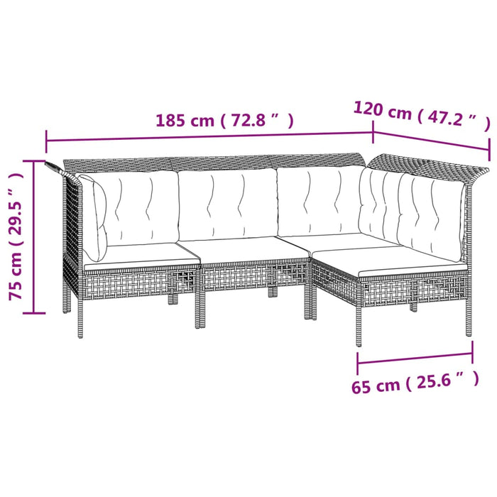 Set Divani da Giardino 13 pz con Cuscini in Polyrattan Grigio 3187589
