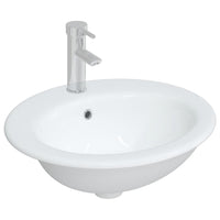 Lavandino da Bagno Bianco 52x46x20 cm Ovale in Ceramica 153714