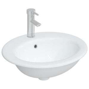 Lavandino da Bagno Bianco 52x46x20 cm Ovale in Ceramica 153714