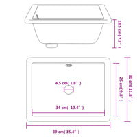 Lavandino da Bagno Bianco 39x30x18,5 cm Rettangolare Ceramica 153730