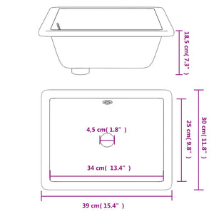 Lavandino da Bagno Bianco 39x30x18,5 cm Rettangolare Ceramica 153730