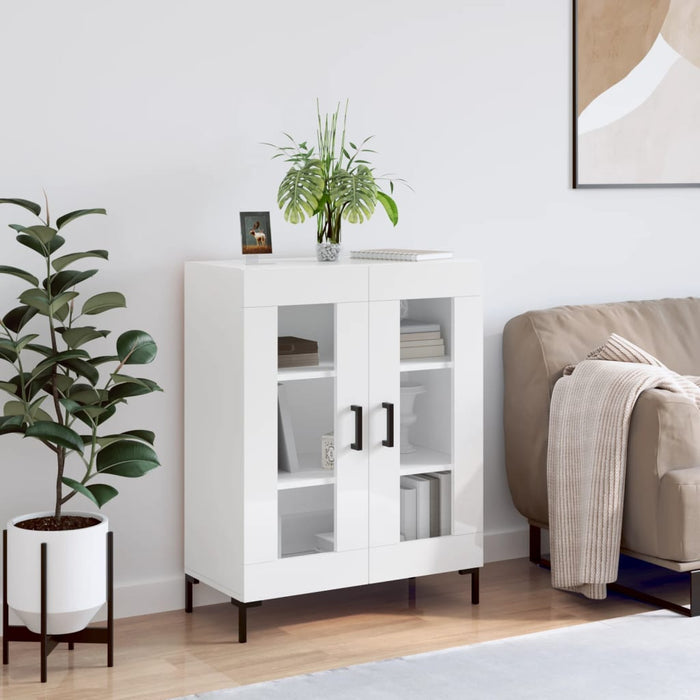 Credenza-Buffet-Armadio da cucina 69,5x34x90 cm in Legno Multistrato Bianco Lucido 459904