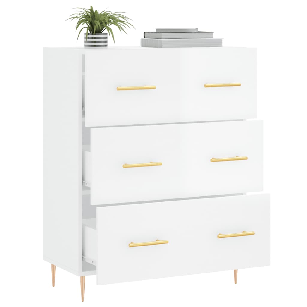 Credenza 69,5x34x90 cm in Legno Multistrato Bianco Lucido 827838