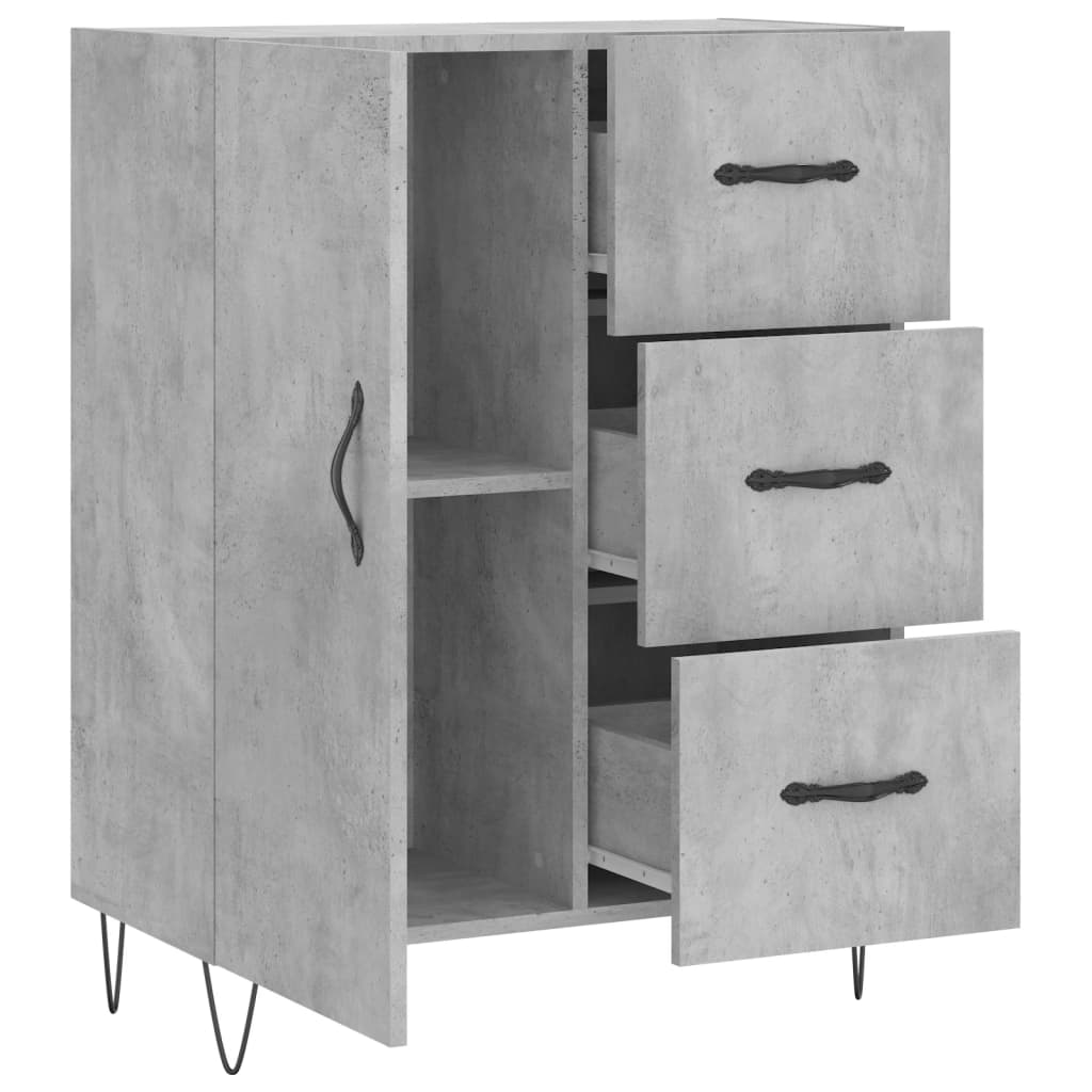 Credenza Grigio Cemento 69,5x34x90 cm in Legno Multistrato 827912