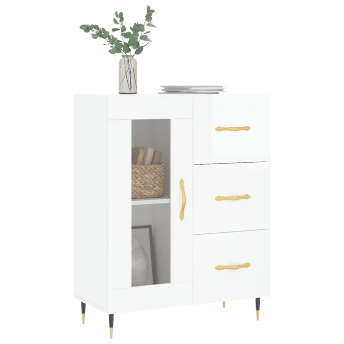 Credenza-Buffet-Armadio da cucina 69,5x34x90 cm in Legno Multistrato Bianco Lucido 784943