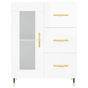 Credenza-Buffet-Armadio da cucina 69,5x34x90 cm in Legno Multistrato Bianco Lucido 784943