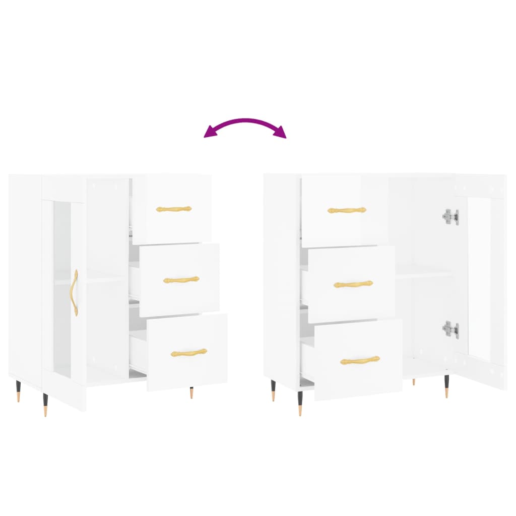 Credenza-Buffet-Armadio da cucina 69,5x34x90 cm in Legno Multistrato Bianco Lucido 784943