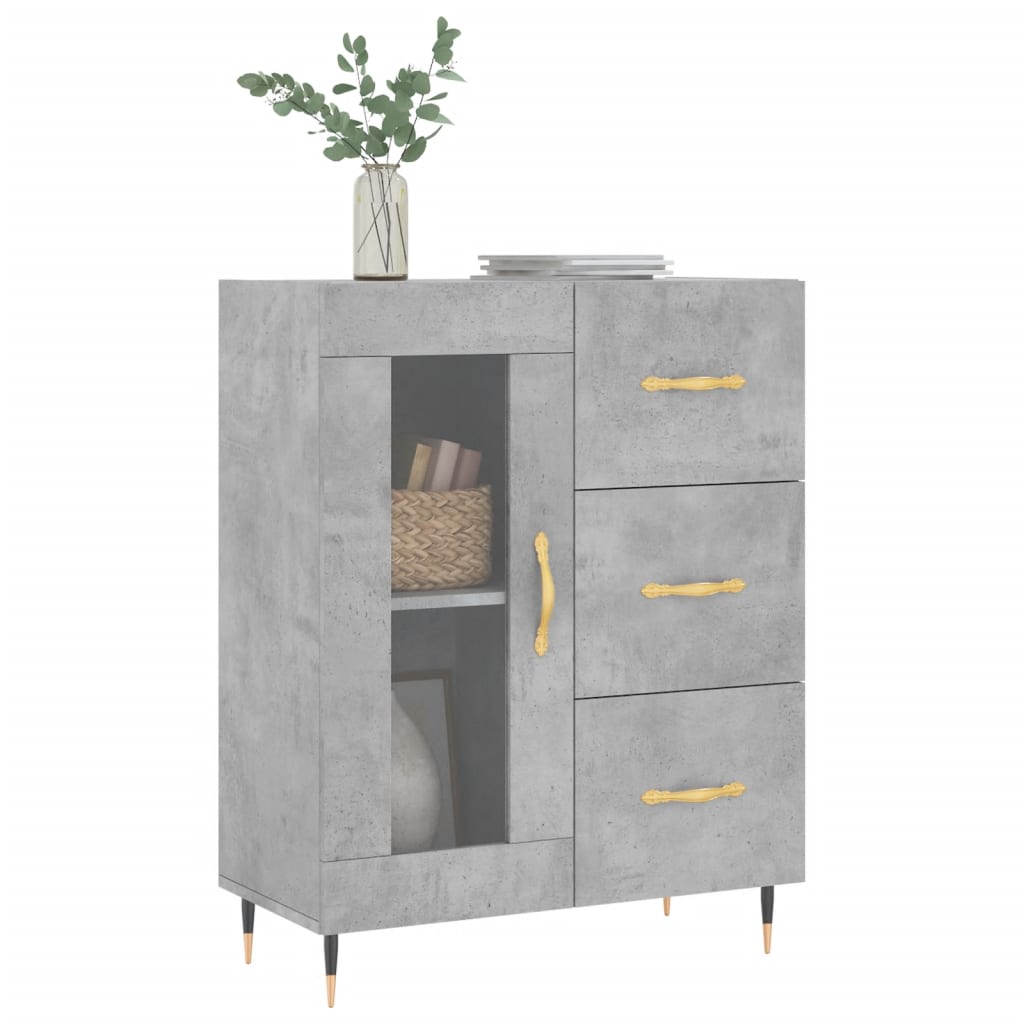 Credenza Grigio Cemento 69,5x34x90 cm in Legno Multistrato 828024