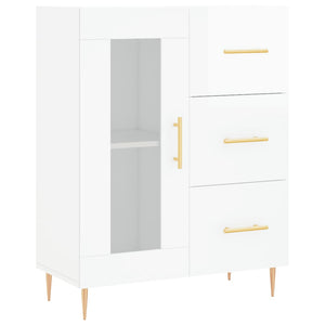 Credenza-Buffet-Armadio da cucina 69,5x34x90 cm in Legno Multistrato Bianco Lucido 460396
