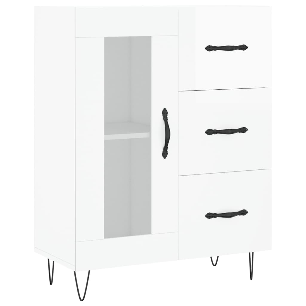 Credenza-Buffet-Armadio da cucina 69,5x34x90 cm in Legno Multistrato Bianco Lucido 260714
