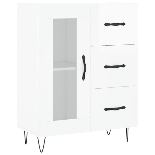 Credenza-Buffet-Armadio da cucina 69,5x34x90 cm in Legno Multistrato Bianco Lucido 260714