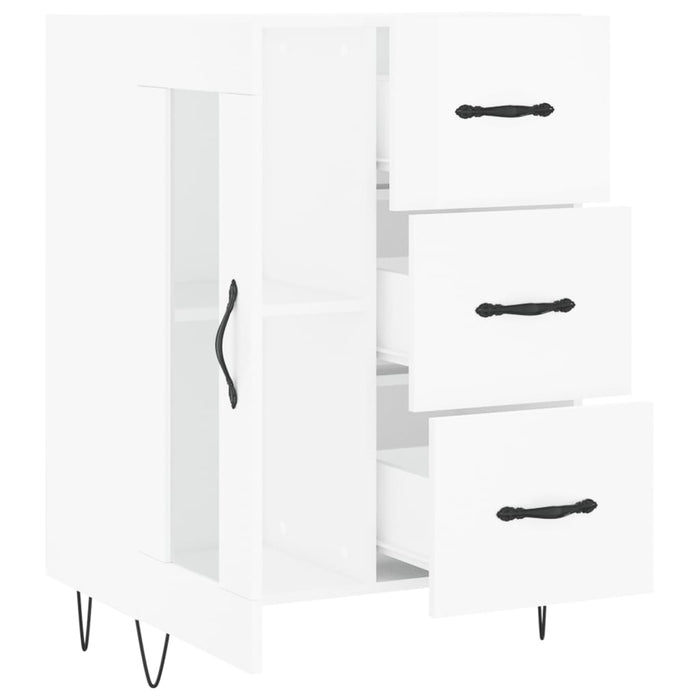 Credenza-Buffet-Armadio da cucina 69,5x34x90 cm in Legno Multistrato Bianco Lucido 260714