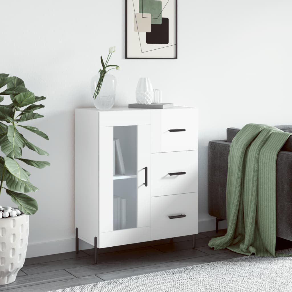Credenza 69,5x34x90 cm in Legno Multistrato Bianco Lucidocod mxl 79911