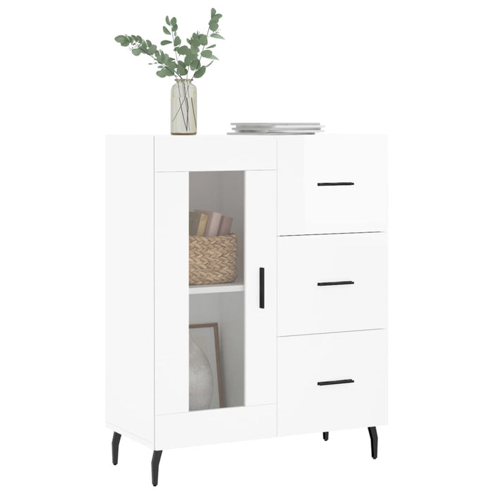 Credenza 69,5x34x90 cm in Legno Multistrato Bianco Lucido 828062