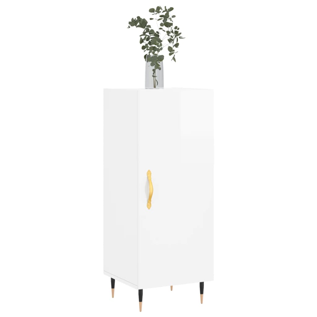 Credenza Bianco Lucido 34,5x34x90 cm in Legno Multistrato 828518