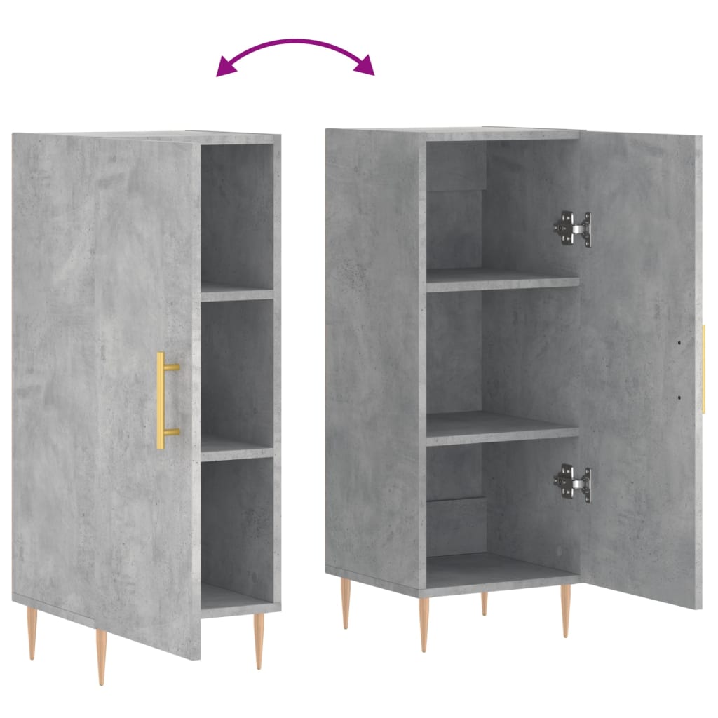 Credenza Grigio Cemento 34,5x34x90 cm in Legno Multistrato 828528