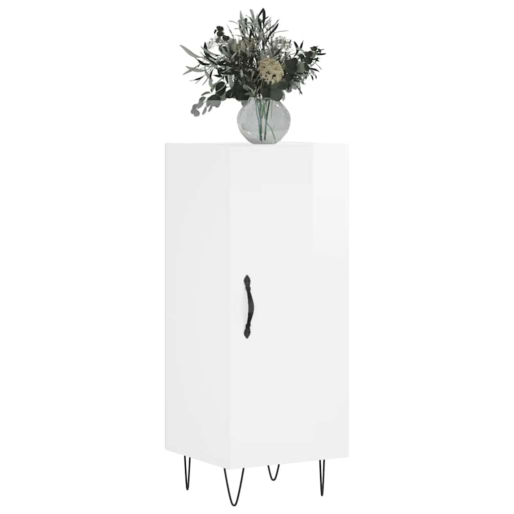 Credenza Bianco Lucido 34,5x34x90 cm in Legno Multistrato 828534