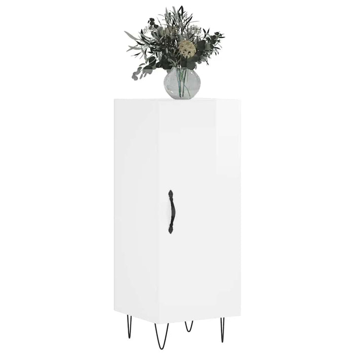 Credenza Bianco Lucido 34,5x34x90 cm in Legno Multistrato 828534
