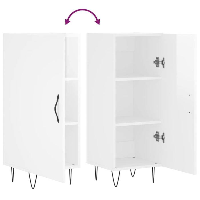 Credenza Bianco Lucido 34,5x34x90 cm in Legno Multistrato 828534
