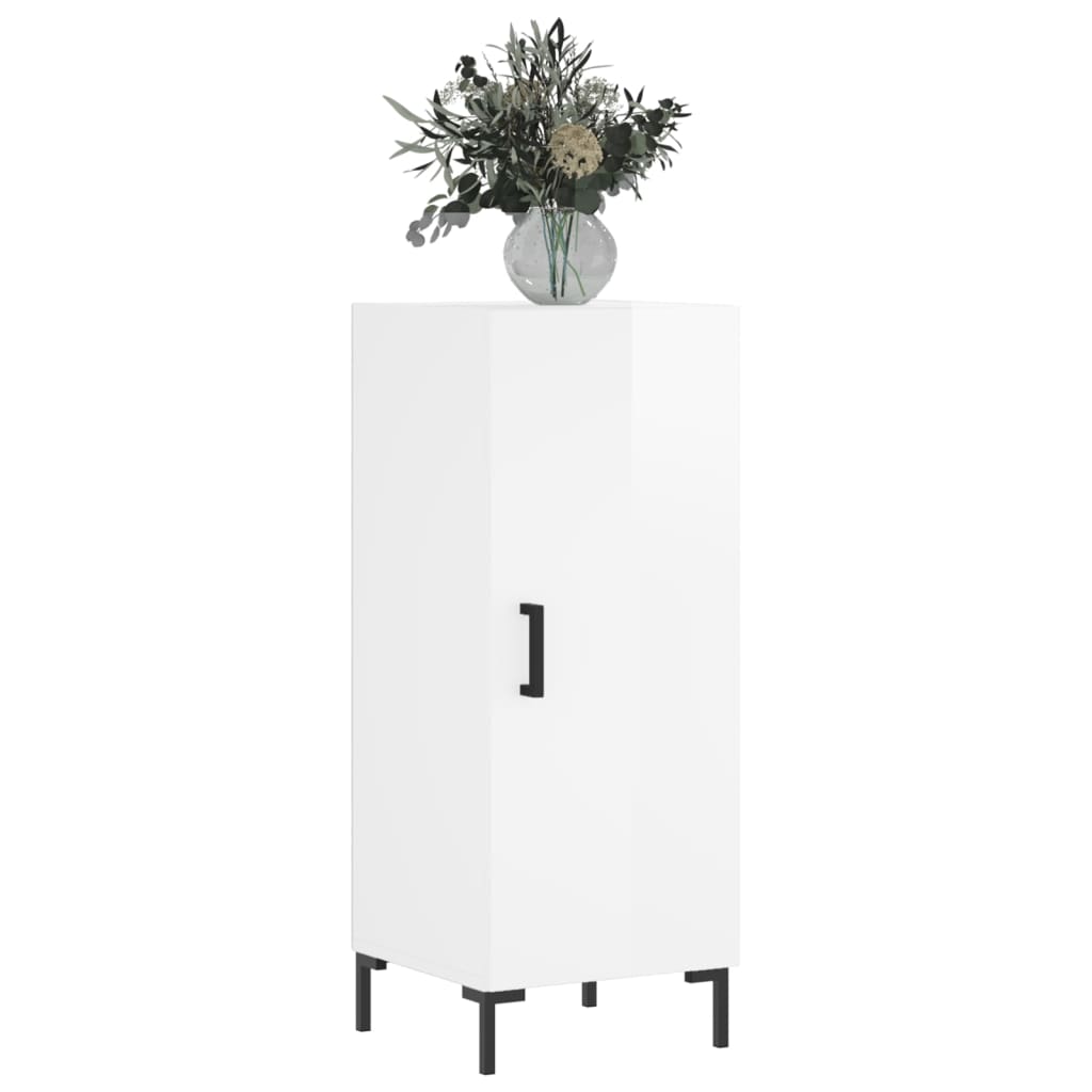 Credenza Bianco Lucido 34,5x34x90 cm in Legno Multistrato 828542