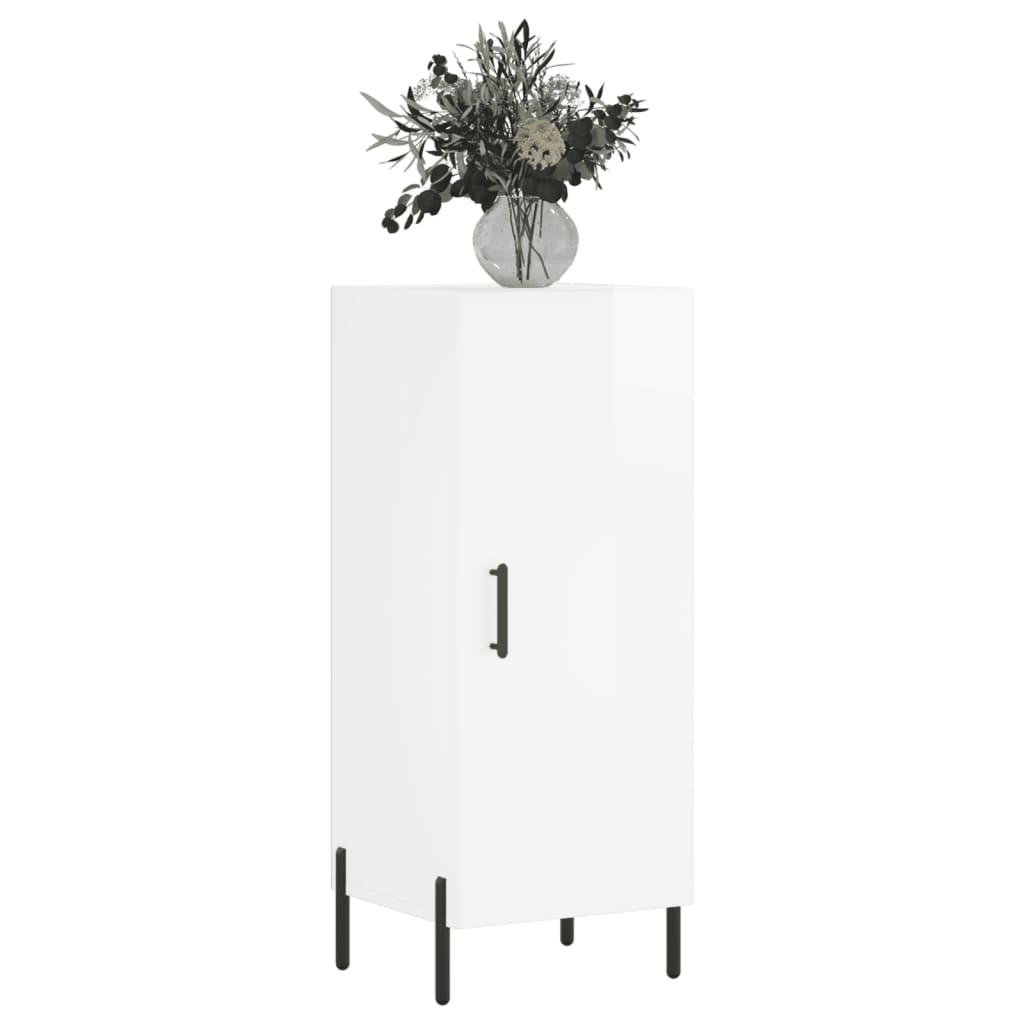 Credenza Bianco Lucido 34,5x34x90 cm in Legno Multistrato 828550