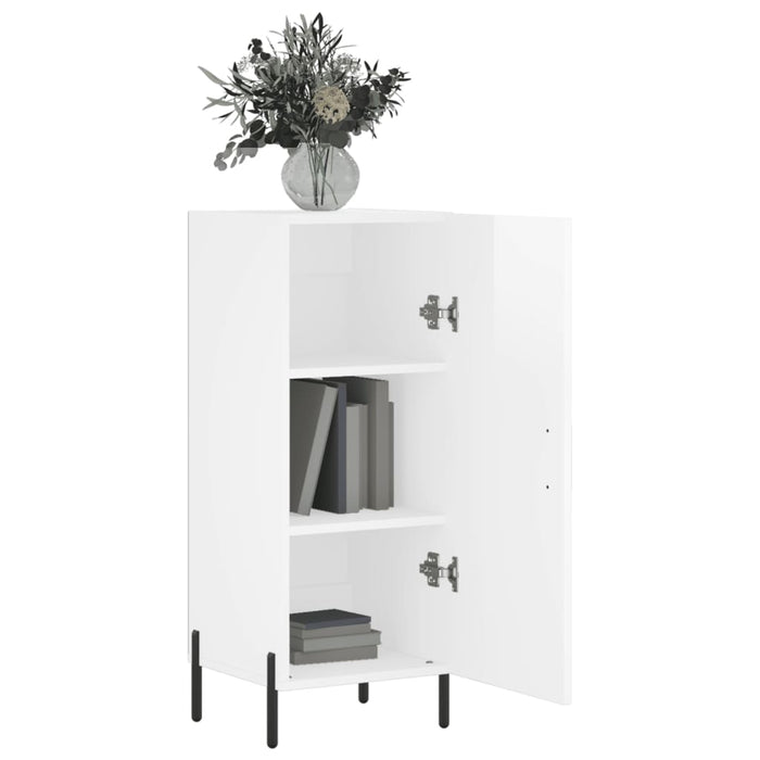 Credenza Bianco Lucido 34,5x34x90 cm in Legno Multistrato 828550
