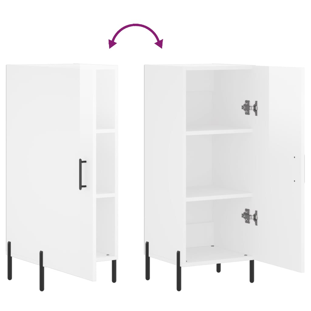 Credenza Bianco Lucido 34,5x34x90 cm in Legno Multistrato 828550