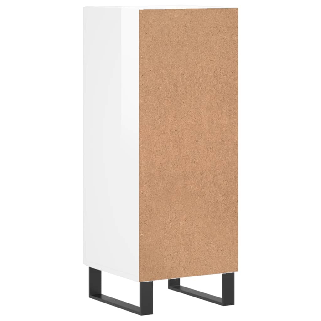 Credenza Bianco Lucido 34,5x34x90 cm in Legno Multistrato 828566