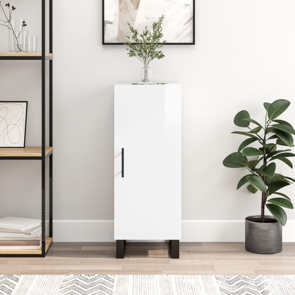 Credenza Bianco Lucido 34,5x34x90 cm in Legno Multistrato 828566