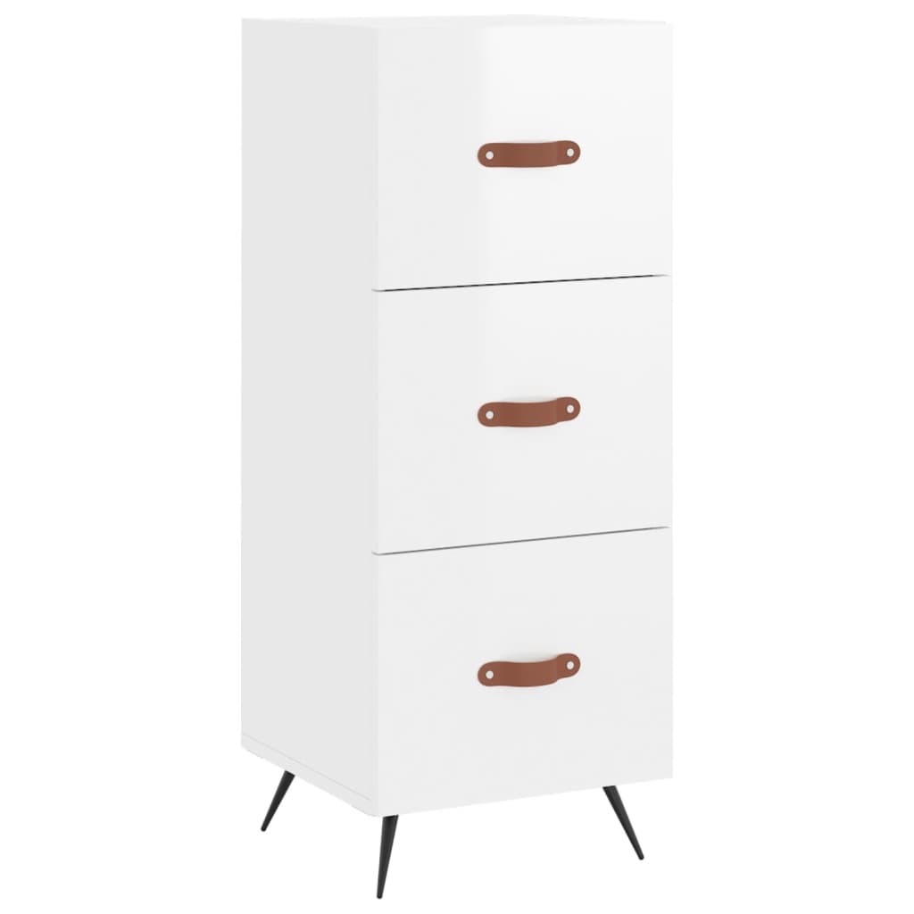 Credenza Bianco Lucido 34,5x34x90 cm in Legno Multistrato 828574