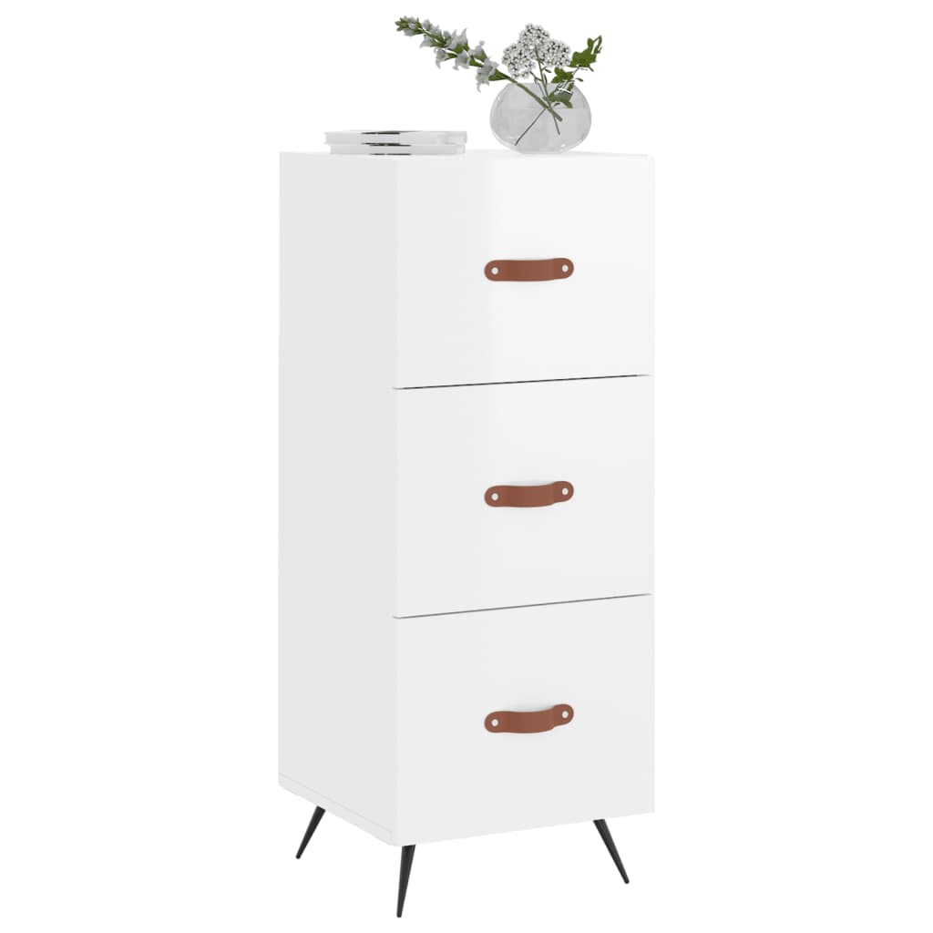 Credenza Bianco Lucido 34,5x34x90 cm in Legno Multistrato 828574
