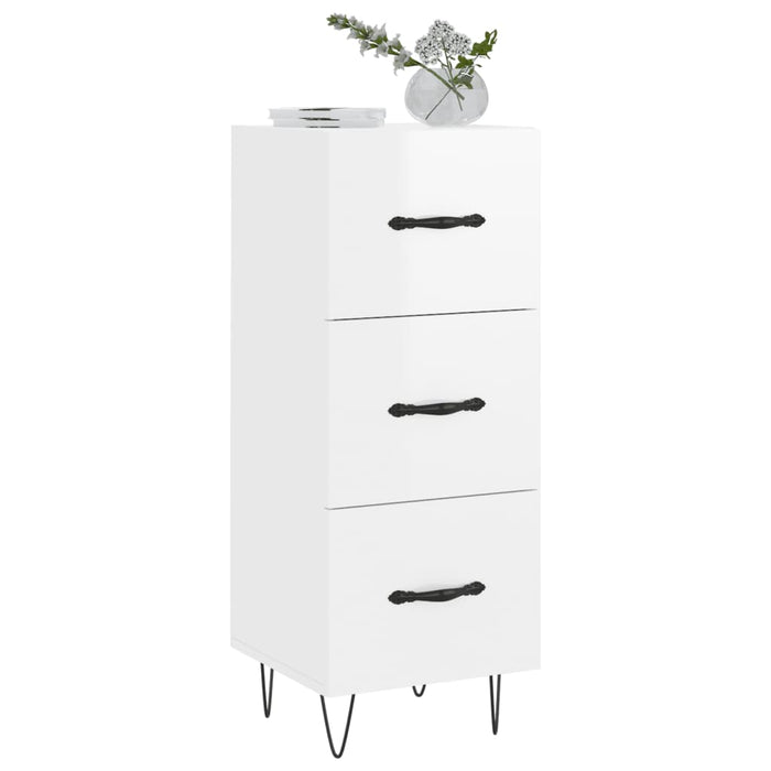 Credenza Bianco Lucido 34,5x34x90 cm in Legno Multistrato 828598