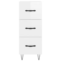 Credenza Bianco Lucido 34,5x34x90 cm in Legno Multistrato 828598