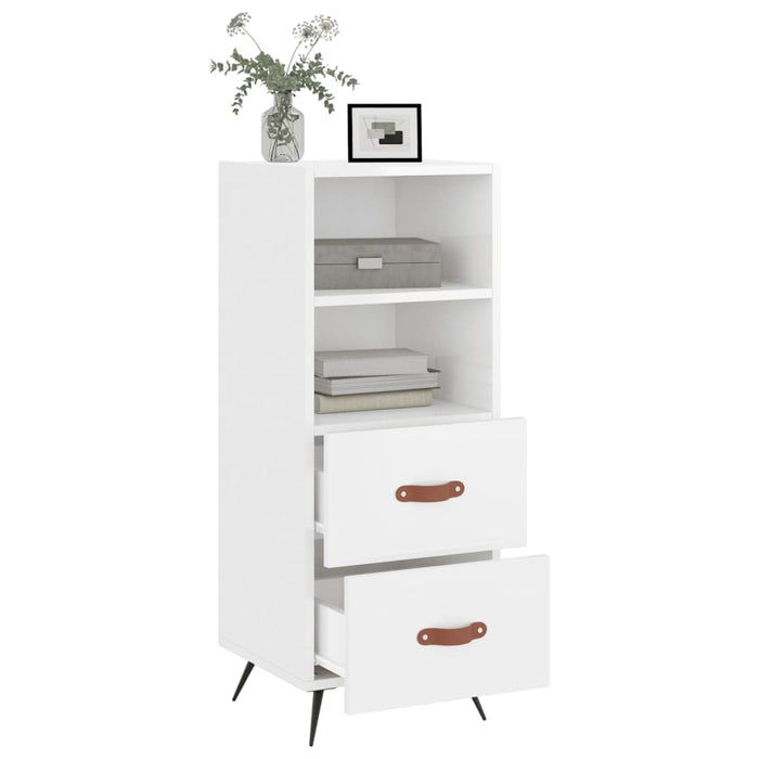 Credenza Bianco Lucido 34,5x34x90 cm in Legno Multistrato 828638