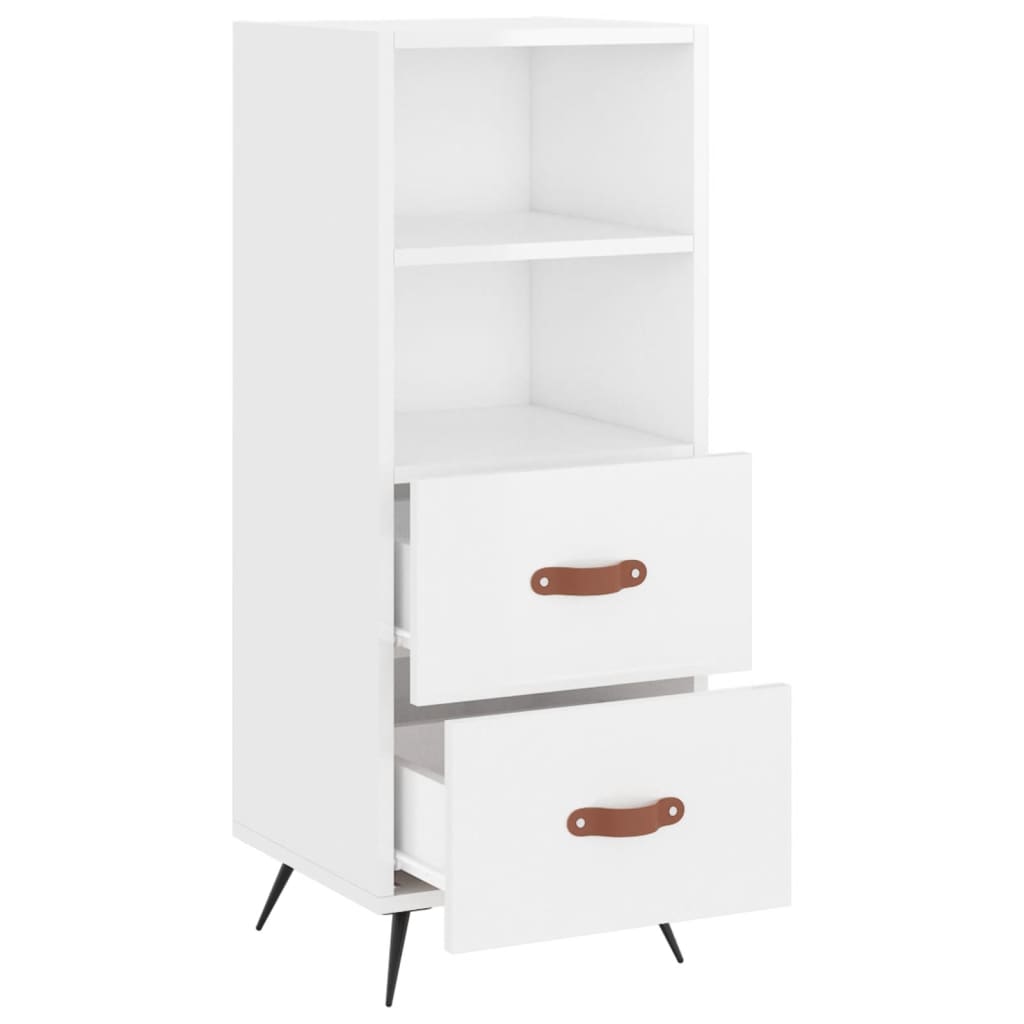Credenza Bianco Lucido 34,5x34x90 cm in Legno Multistrato 828638
