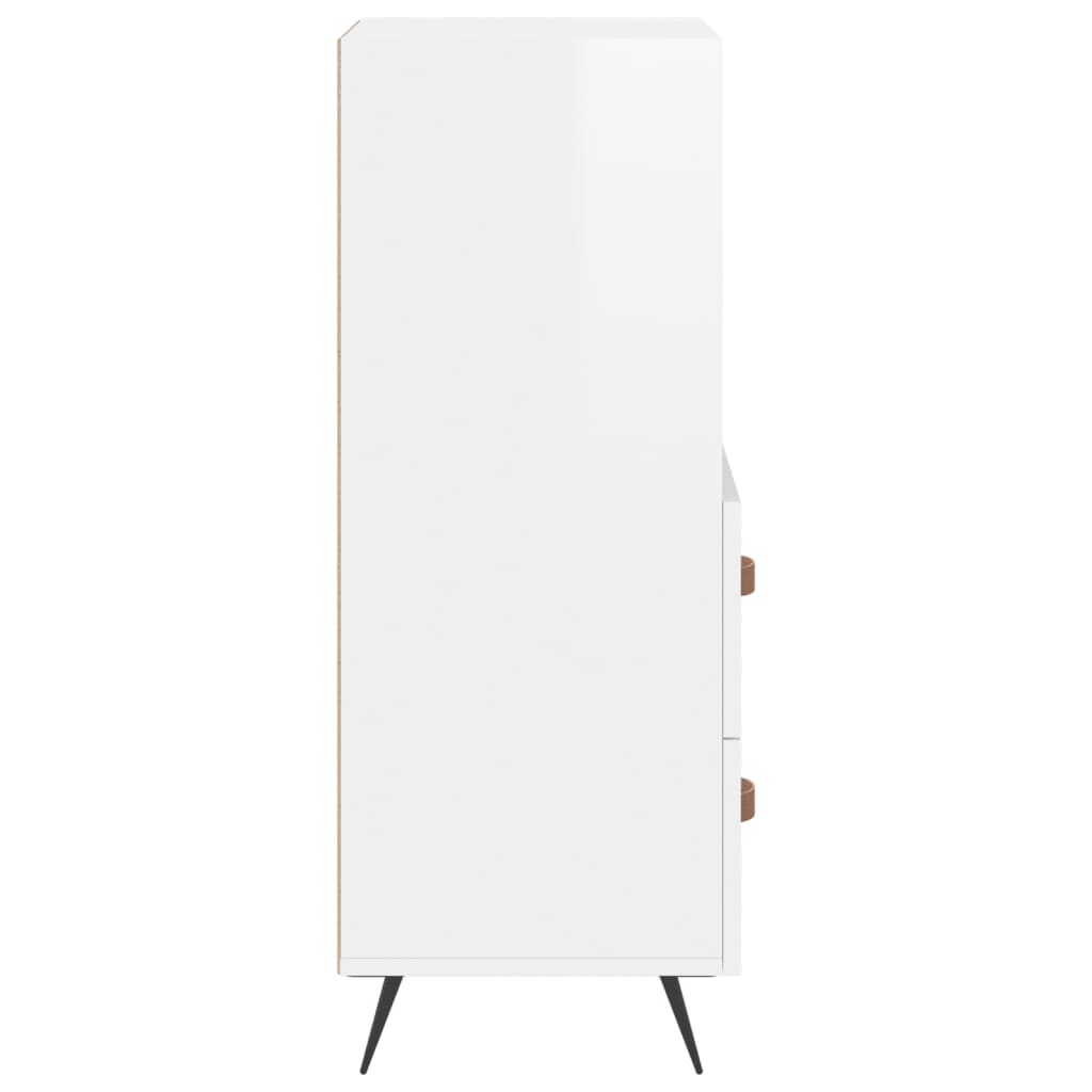 Credenza Bianco Lucido 34,5x34x90 cm in Legno Multistrato 828638