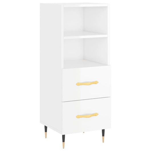 Credenza buffet cassettiera mobile contenitore organizer cucina soggiorno lucido 34,5 x 34 x 90 cm pannelli compositi bianco 02_0030603