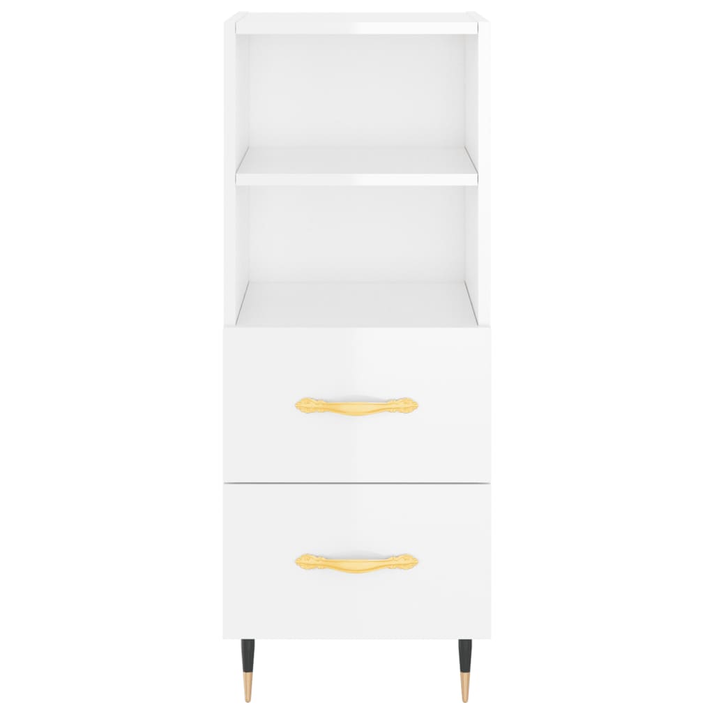 Credenza Bianco Lucido 34,5x34x90 cm in Legno Multistrato