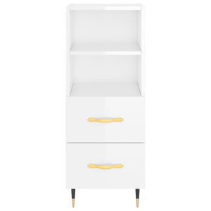 Credenza Bianco Lucido 34,5x34x90 cm in Legno Multistrato
