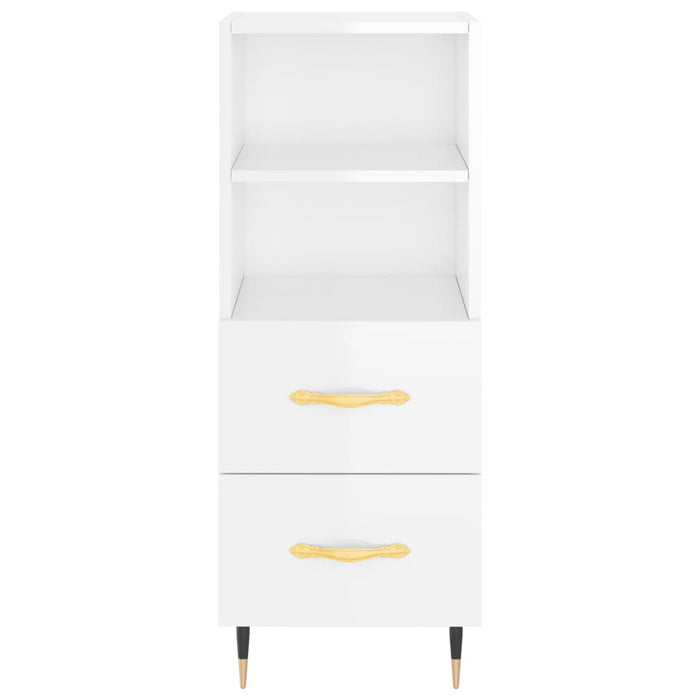 Credenza Bianco Lucido 34,5x34x90 cm in Legno Multistrato